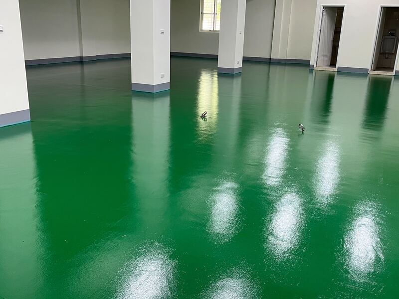 室內綠色環氧樹脂地坪含踢腳收邊