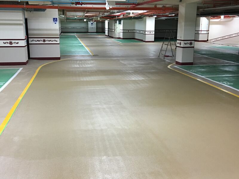 地下停車場環氧樹脂地坪與車位劃格